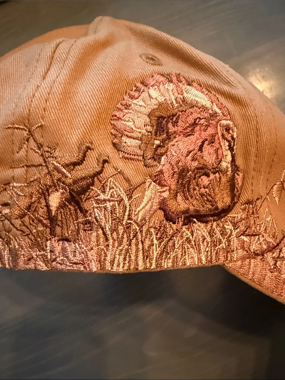 Dri-Duck Embroidered Wild Turkey Tan Baseball Cap with Wild Turkey Design